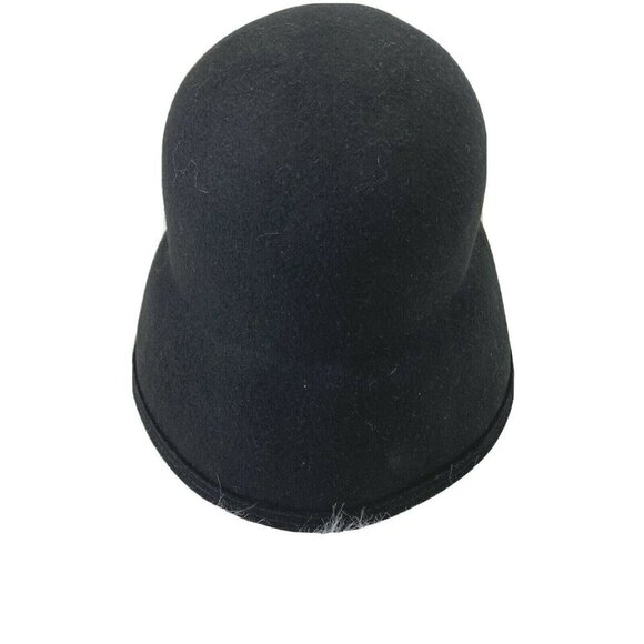 Geo. W Bollman & Co Women's 100% Wool Felt Hat Round Black OSMS - Picture 2 of 4